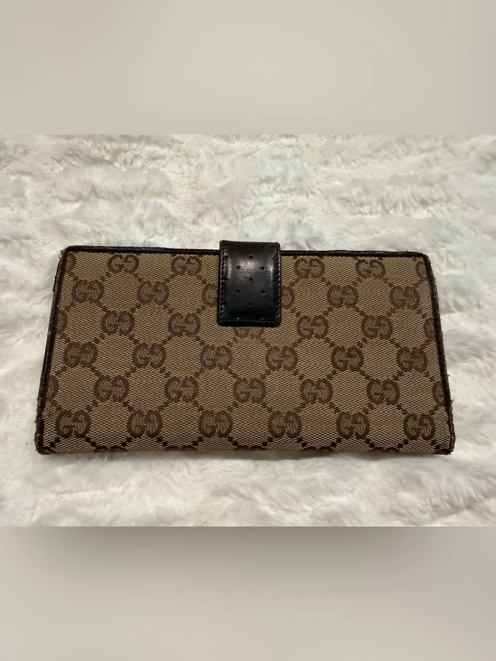 Gucci Monogram Canvas Wallet with Green and Red Sherry Line Long Wallet